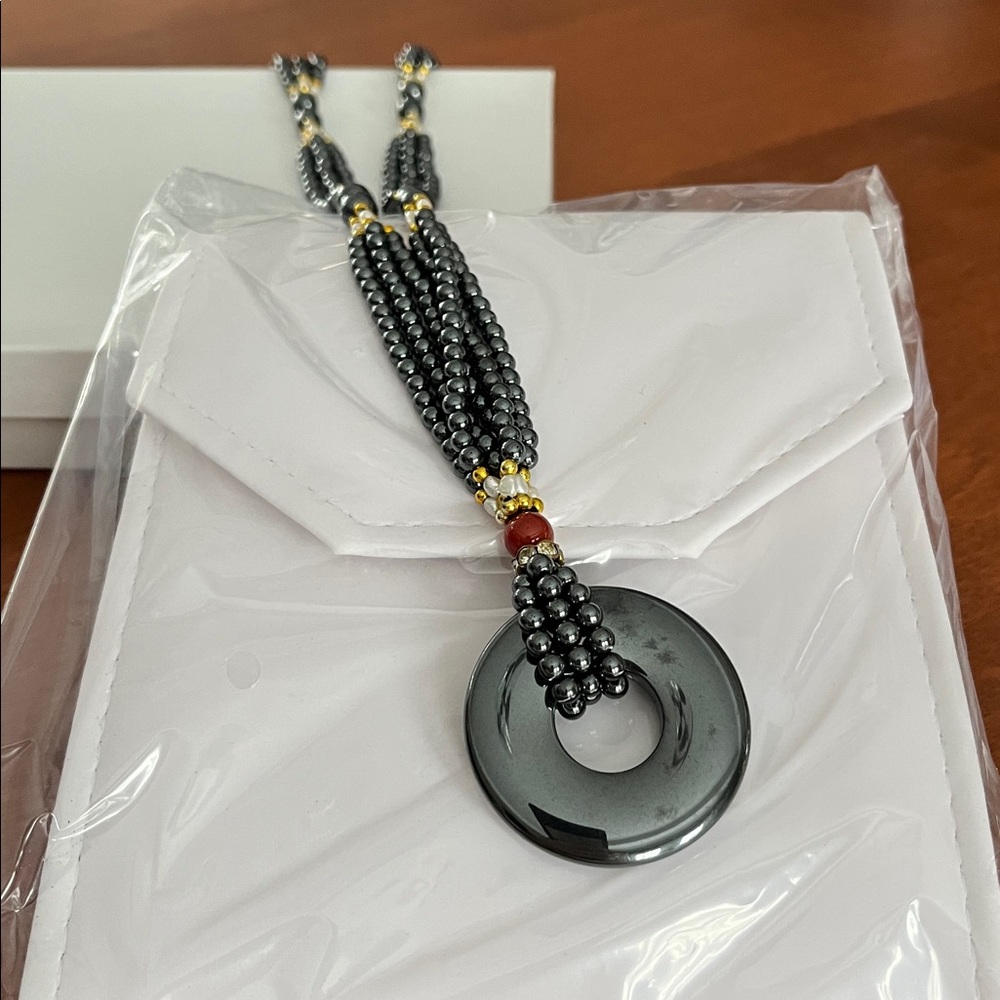 Hermatite Black Crystal, Necklace 15 inches, multi strands